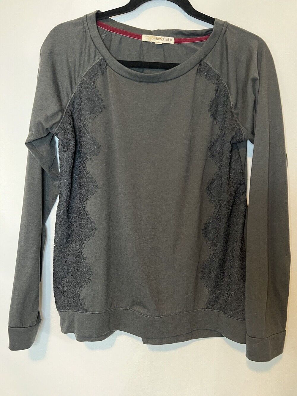 Rewind Juniors Size XL Long Sleeve Shirt with lace accents on side of shirt